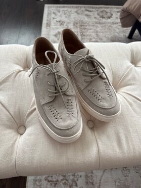 NEW Comfortiva Women’s Grey Leather Lace-Up Slip-On Loafers Size 9.5